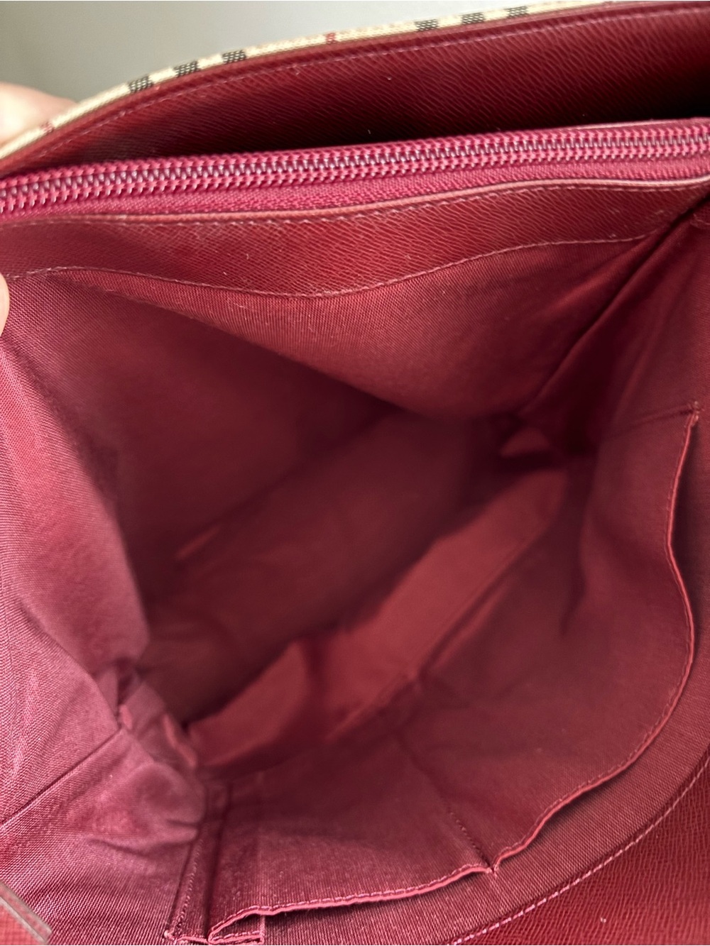 Plaid Canvas Tote Bag with Brown Leather Trim - Picture 9 of 14
